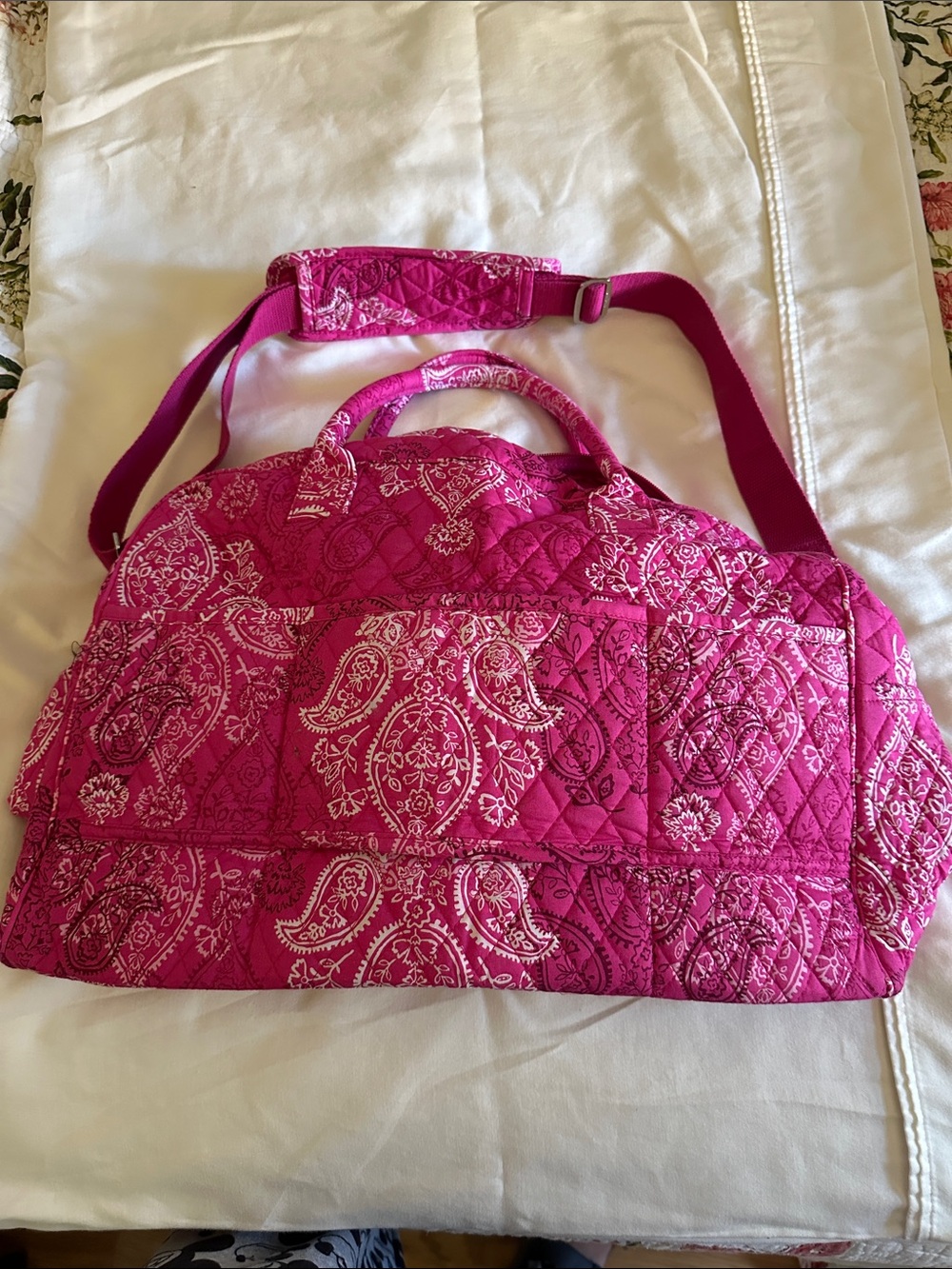 Vera Bradley Quilted Paisley Travel Bag in Bright Fuchsia Pink
